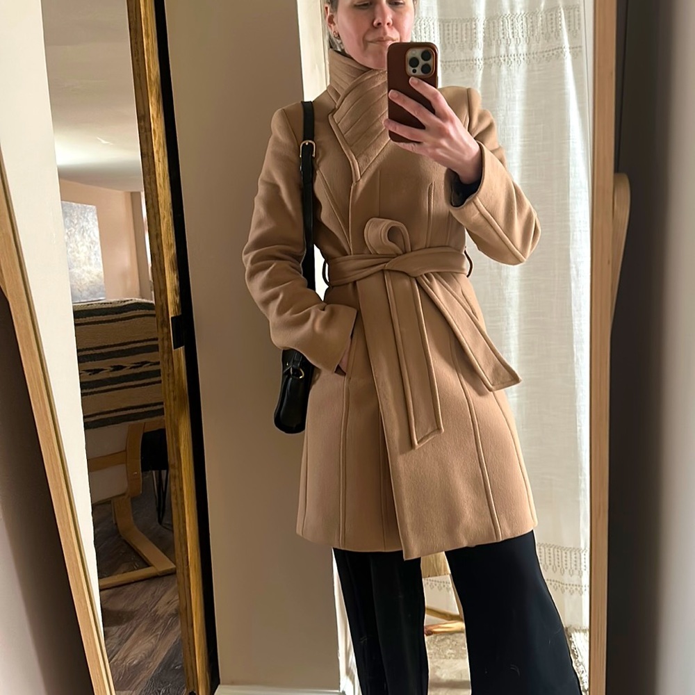 Aritzia Babaton Connor Coat Camel Mid Length